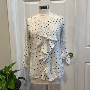 New York and Company Polka Dot Ruffled Top